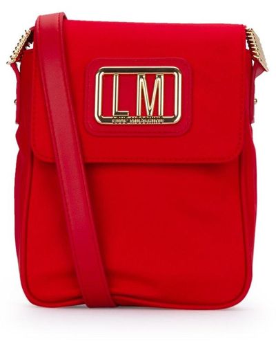 Love Moschino Logo Plaque Messenger Bag - Red