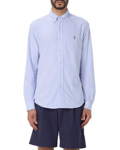 Polo Ralph Lauren Polo Pony-embroidered Striped Shirt - Blue