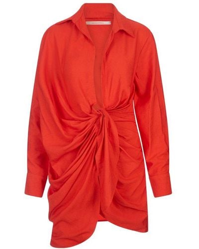 Jacquemus Draped Shirt Dress - Red