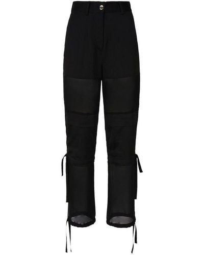 Pinko Georgette-crepe Mid-rise Cargo Trousers - Black