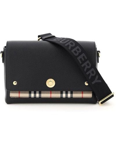 Burberry Vintage-check Panel Crossbody Bag - Black