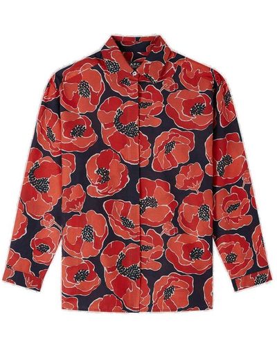 A.P.C. Wendy Floral-printed Long-sleeved Shirt - Red