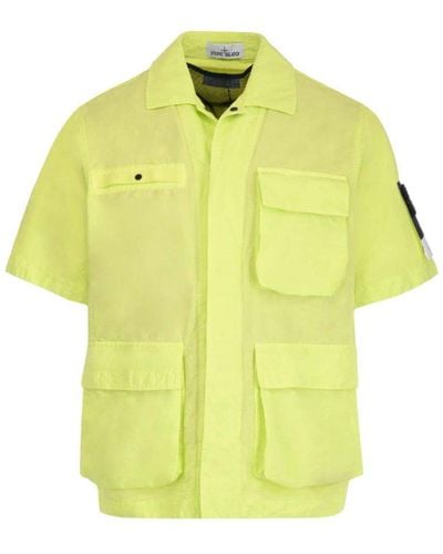 Stone Island Logo Patch Short-sleeved Shirt - Yellow