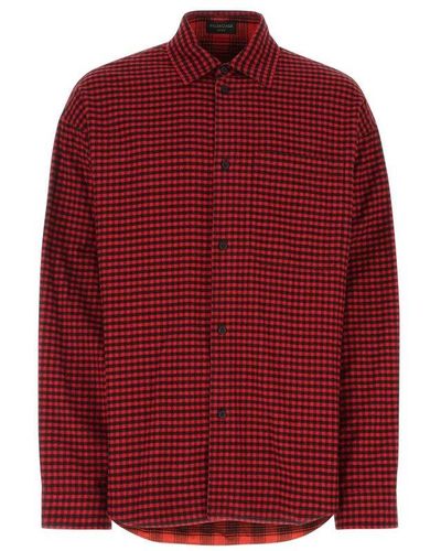 Balenciaga Check-pattern Long-sleeve Shirt - Red