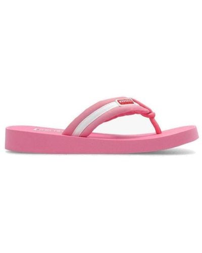 KENZO Logo-patch Striped Slip-on Flip Flops - Pink