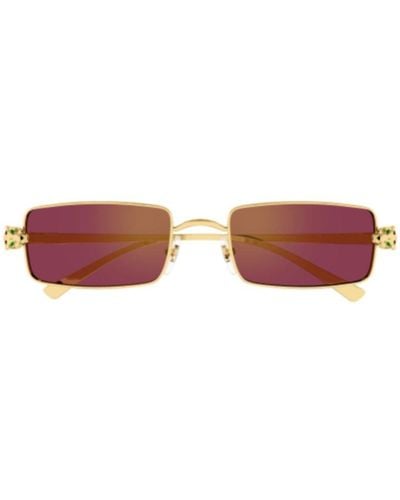 Cartier Rectangle Frame Sunglasses - Red