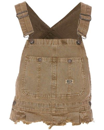 R13 Damon Cropped Overall - Brown