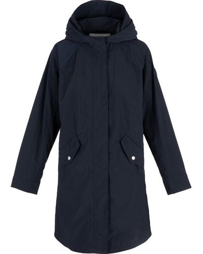 Woolrich Long-sleeved Hooded Mid-length Coat - Blue