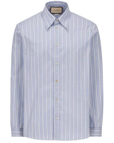 Gucci Striped Boxy Shirt - Blue