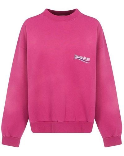 Balenciaga Logo Printed Crewneck Sweatshirt - Pink