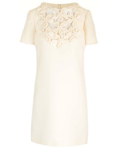 Valentino Crepe Couture Cut-out Straight Hem Dress - White