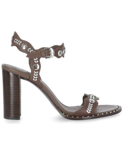 Ash Stud Embellished Open Toe Sandals - Brown