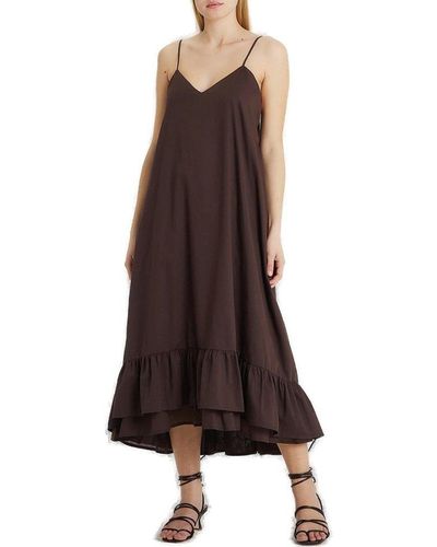 Erika Cavallini Semi Couture Spaghetti Strap Midi Dress - Brown