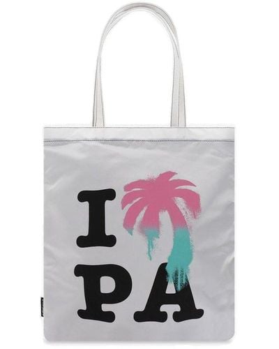 Palm Angels Shopper Bag With Logo - White