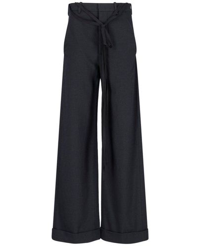 Ann Demeulemeester Drawstring Flared Pants - Blue