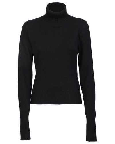 MM6 by Maison Martin Margiela Cut-out Turtleneck Sweater - Black