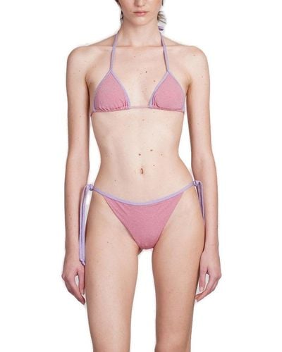 Mc2 Saint Barth Leah Halterneck Lurex Bikini Top - Pink