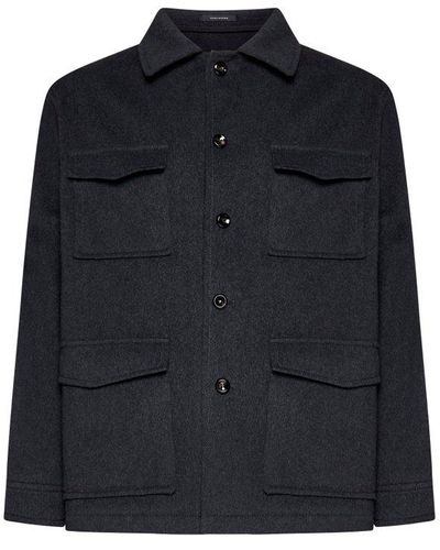 Tagliatore Spread-collared Buttoned Jacket - Blue