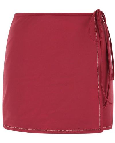 Reina Olga Tie-detailed Wrap Skirt - Red