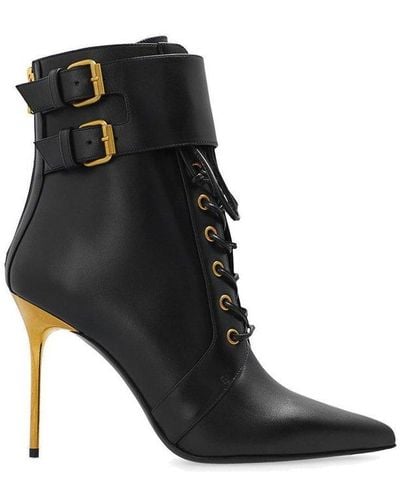 Balmain Leather Uria Ankle Boots 95 - Black