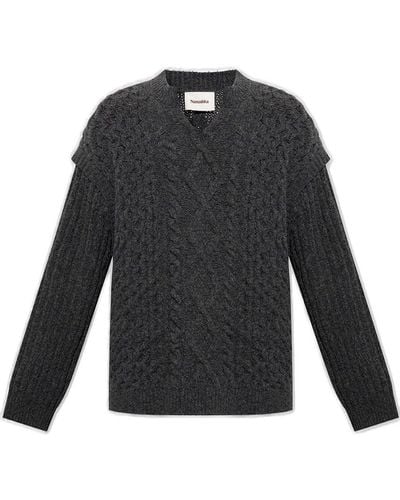 Nanushka Split Collar Knit Sweater - Grey