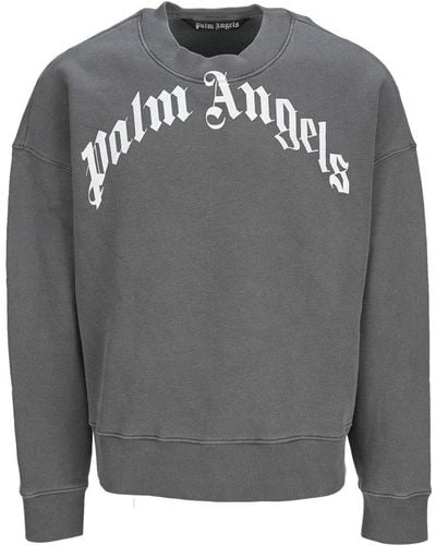Palm Angels Logo-print Cotton Sweatshirt - Gray