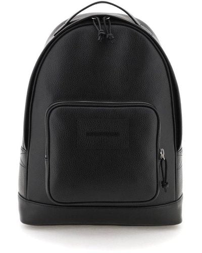 Emporio Armani Leather Backpack - Black