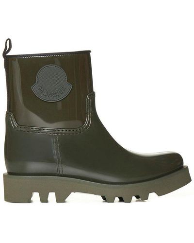 Moncler Logo Patch Round Toe Rain Boots - Green