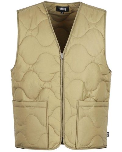 Stussy Quilted V-neck Vest - Green