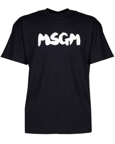 MSGM Logo Printed Crewneck T-shirt - Black