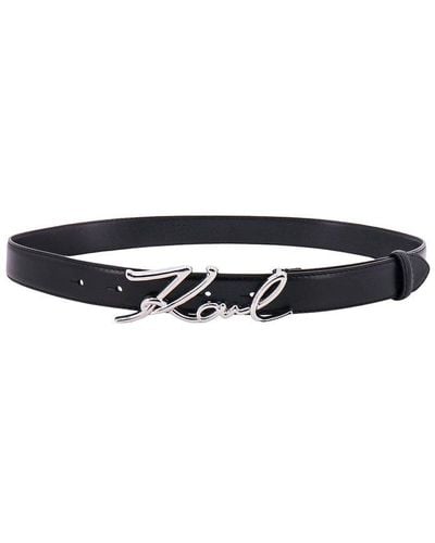 Karl Lagerfeld Leather Belts - White