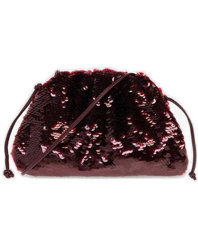 Bottega Veneta Sequin-embellished Ruched Crossbody Bag - Red