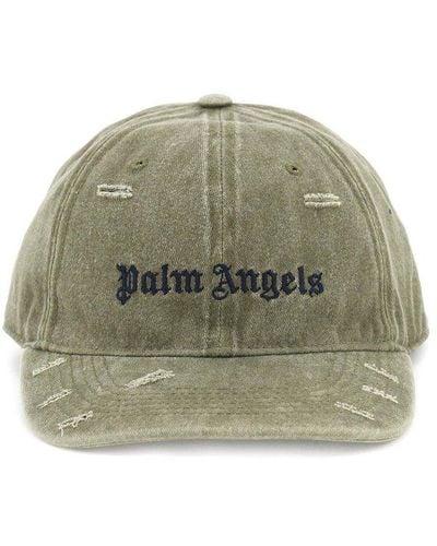 Palm Angels Ripped Logo Baseball Cap - Green