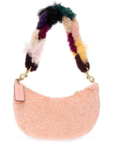 COACH Faux Fur Shoulder Bag - Pink