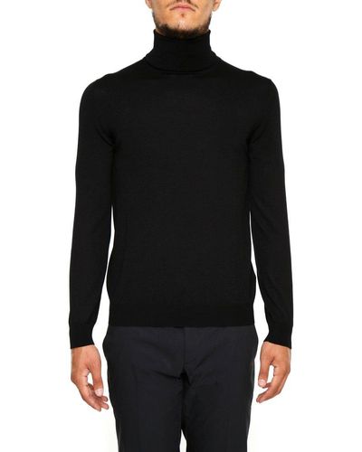 Zanone Roll-neck Straight Hem Sweater - Black