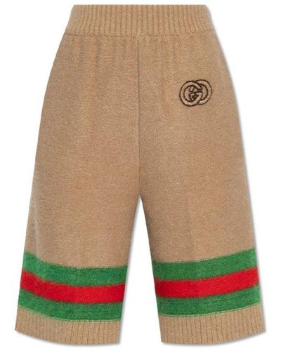 Gucci Knee-length Striped Knit Shorts - Green