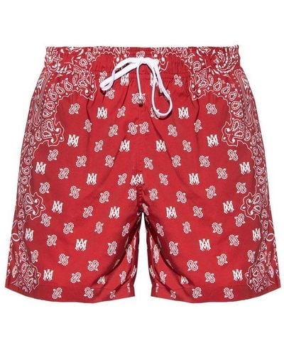 Amiri Bandana Paisley Pattern Drawstring Swim Shorts - Red