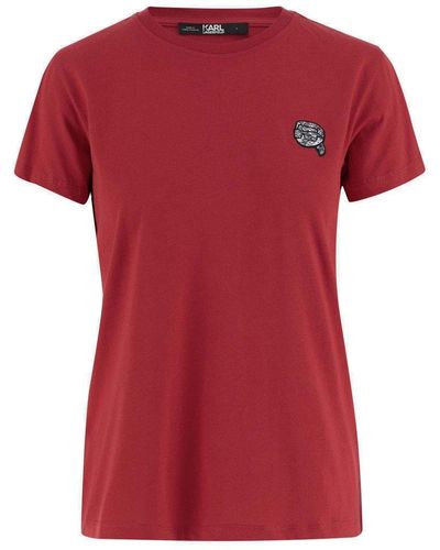 Karl Lagerfeld Cotton T-Shirt With Logo - Red