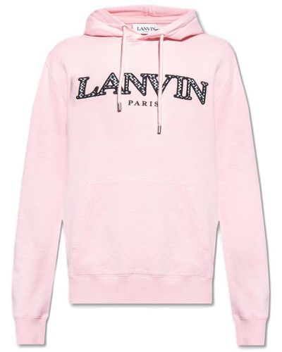 Lanvin Logo Embroidered Drawstring Hoodie - Pink