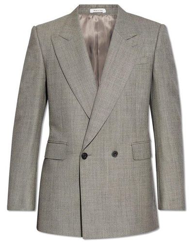 Alexander McQueen Double-breasted Wool Suit Jacket - Gray