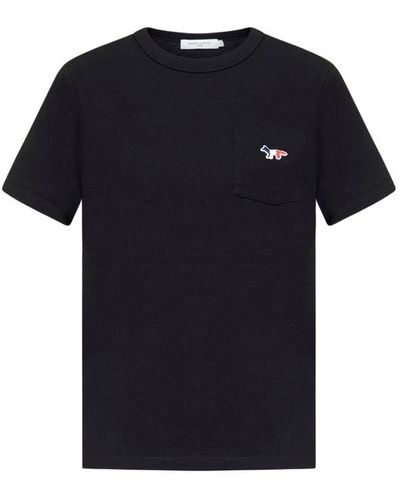 Maison Kitsuné Tricolor Fox Patch Crewneck T-shirt - Black