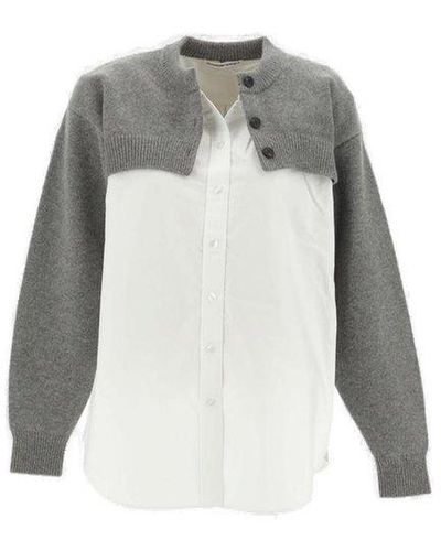 T By Alexander Wang Two-toned Layered Cardigan - Grey