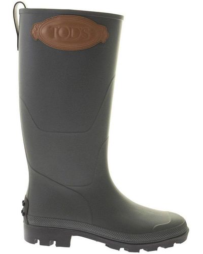 Tod's Rain Boot With Logo - Black