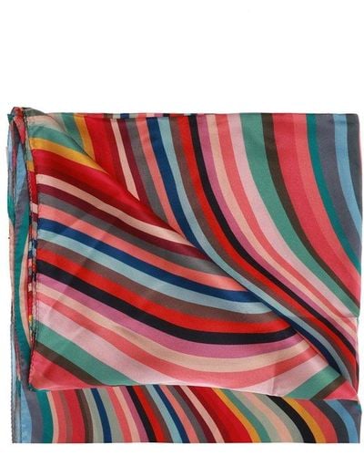 Paul Smith Striped Scarf, - Red