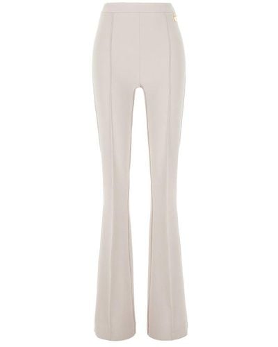 Elisabetta Franchi Logo Charm Flared Trousers - White