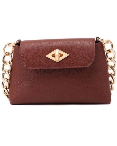 Ballantyne Diamond Quilted Chain-linked Crossbody Bag - Red