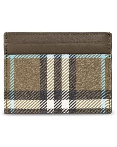 Burberry Checked Card Holder - Green