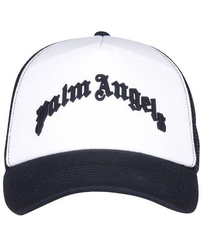 Palm Angels Black & White Curved Logo Trucker Cap