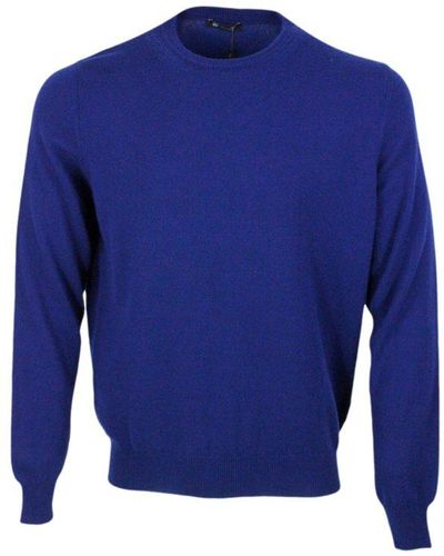 Colombo Long-sleeved Crewneck Knitted Jumper - Blue