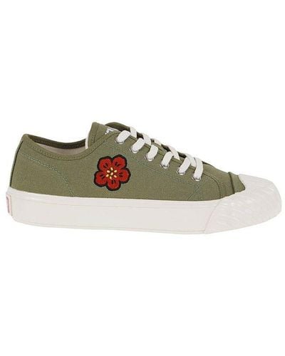 KENZO Flower Embroidered Lace-up Sneakers - Green